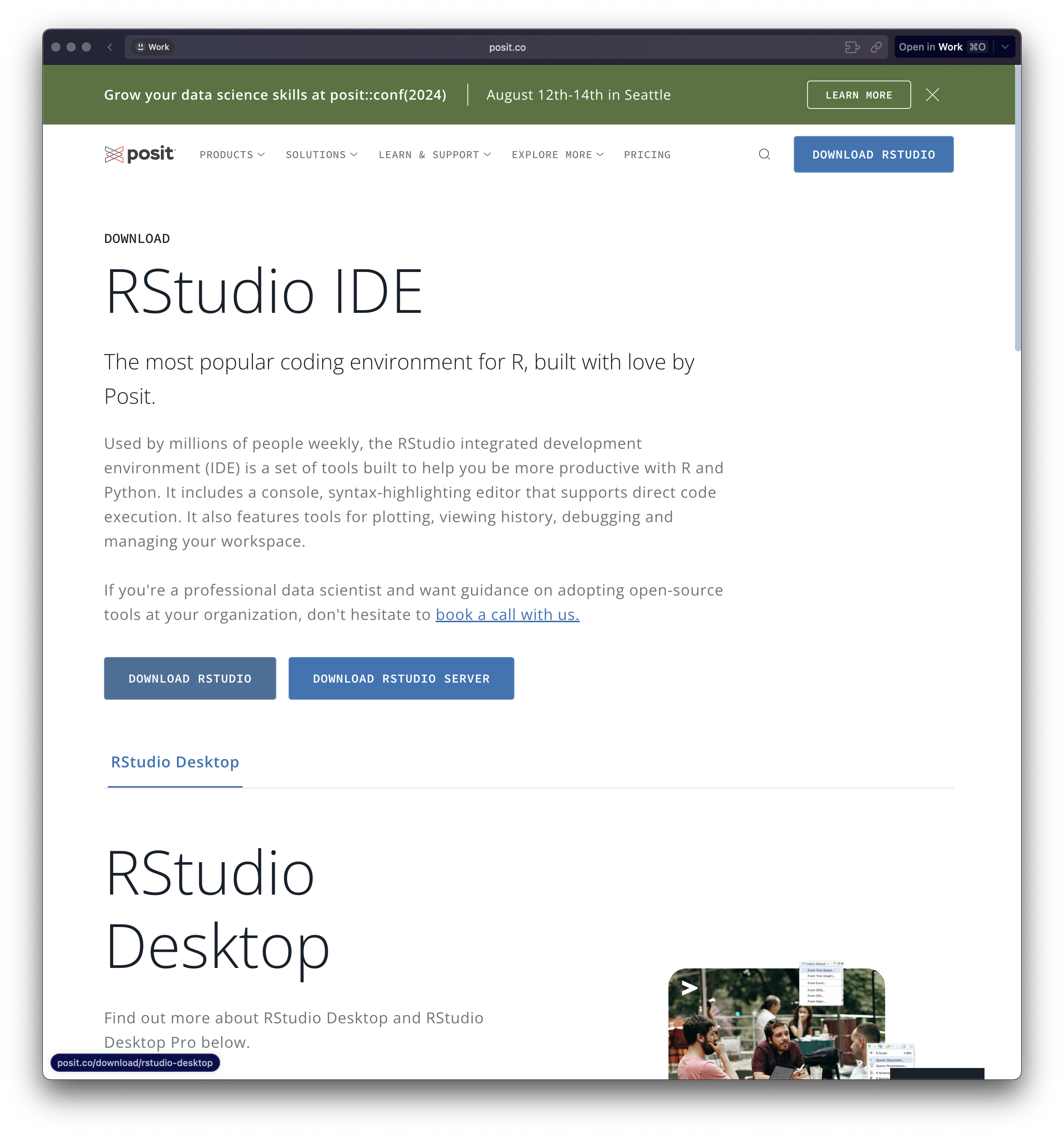 2. 真ん中左あたりのDownload RStudioボタン