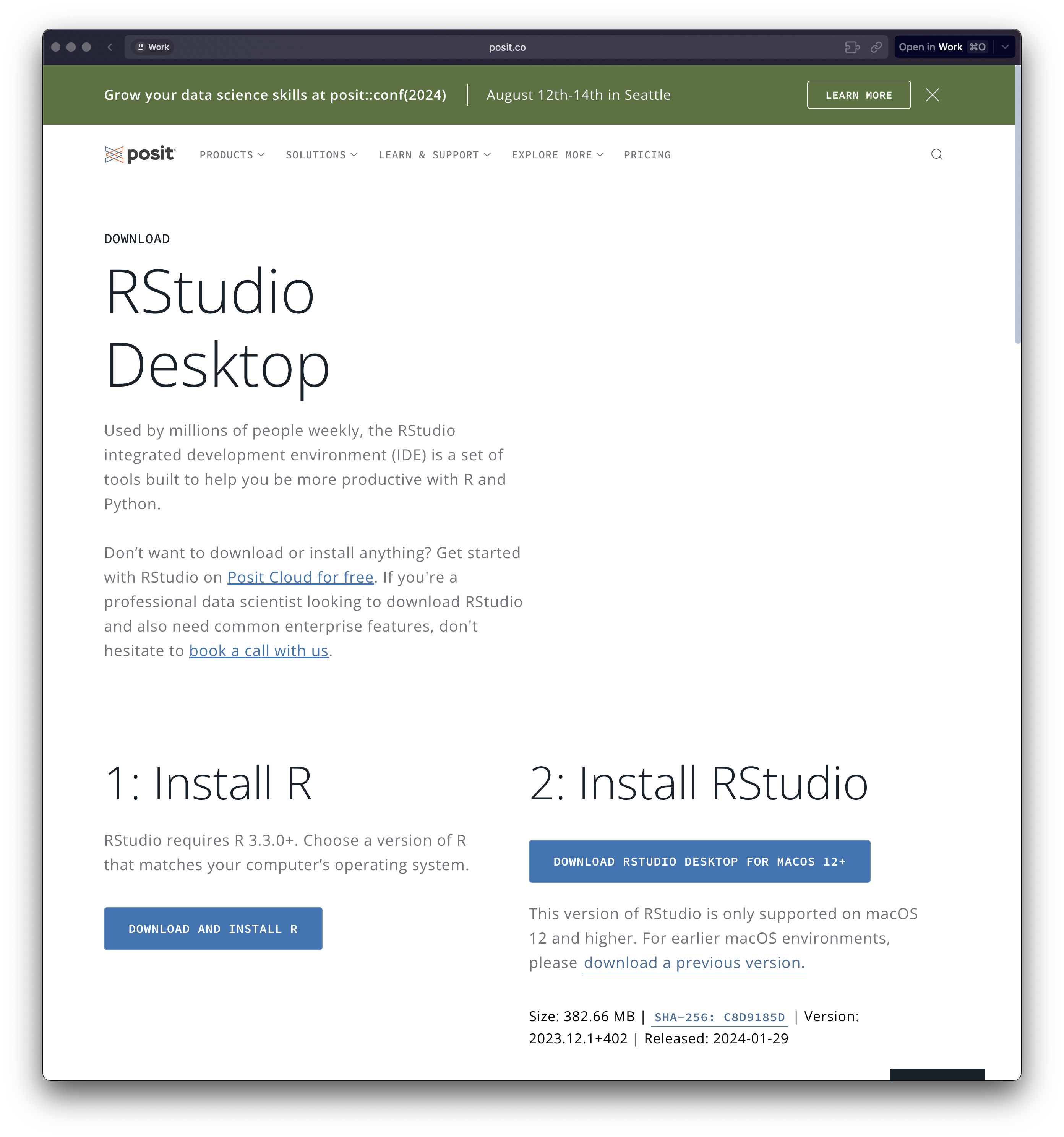 3. 右のDownload RStudioボタン