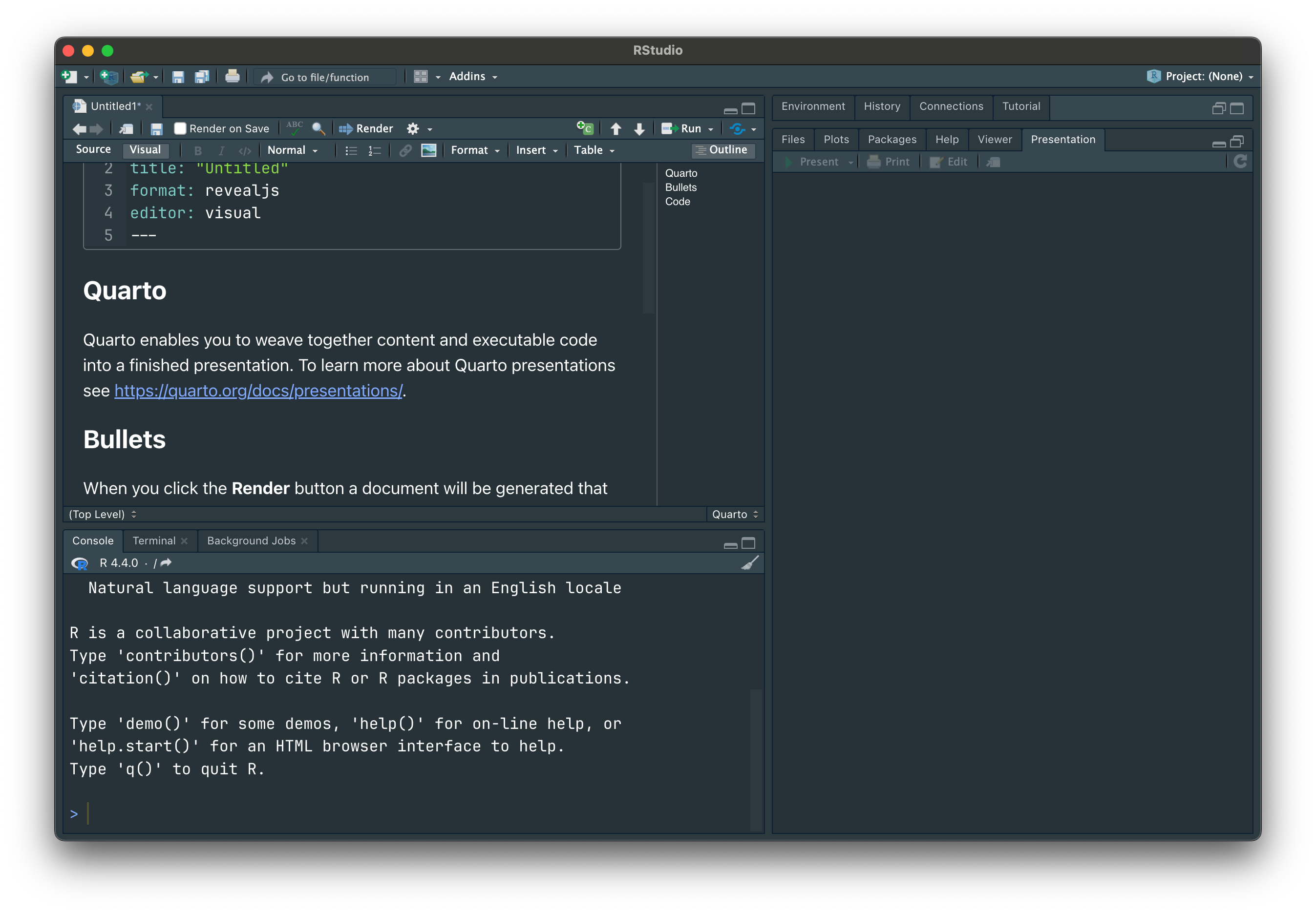 サンプルコンテンツが入ったファイルが開く
